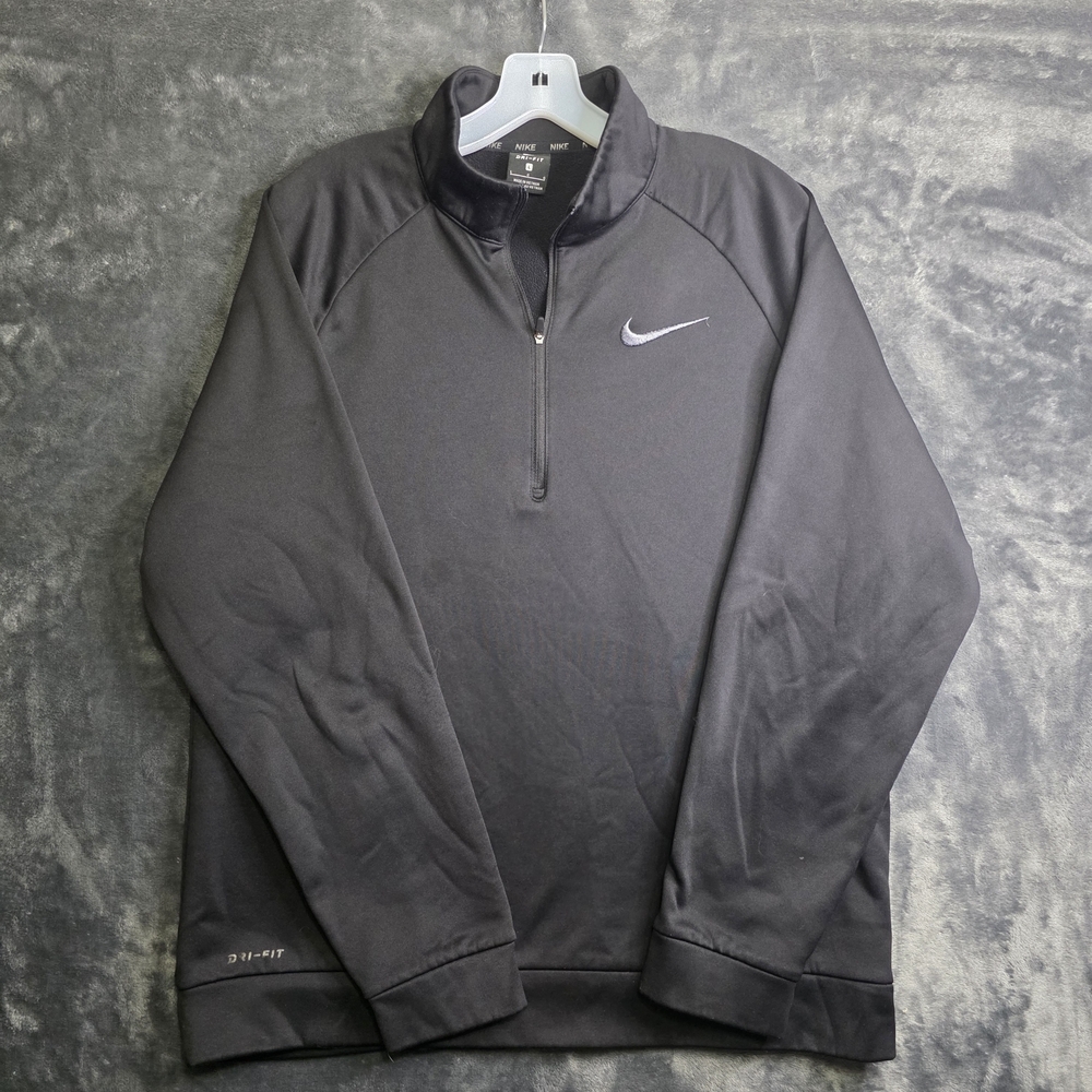Nike THERMA Dri-Fit 1/4 Zip Pullover Mens Sz L Black Training Long Sleeve 836515